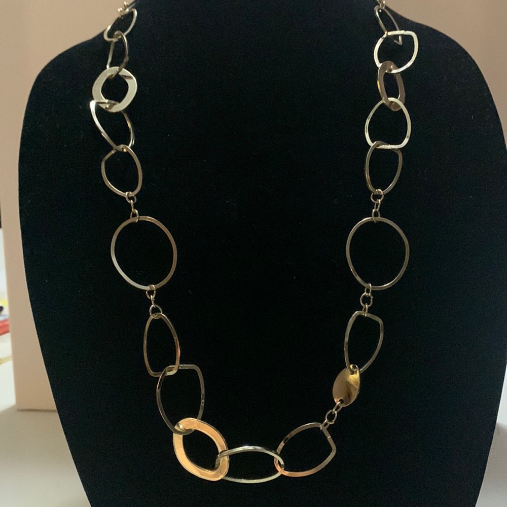 Gold circle link necklace, 30”